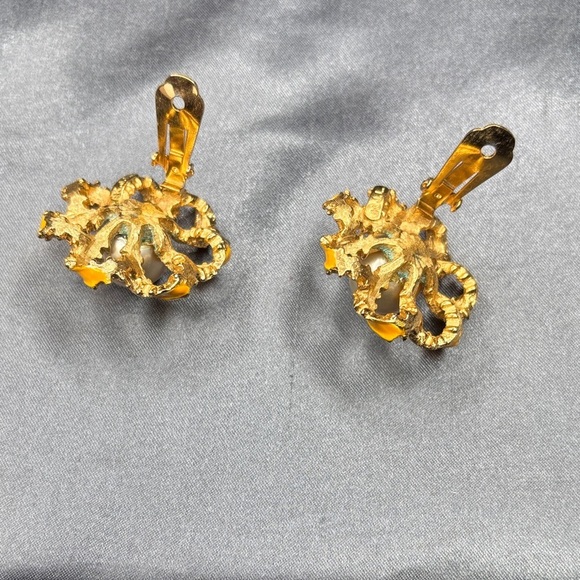 Kenneth Jay Lane Gold and Yellow Floral Earrings - Picture 3 of 3